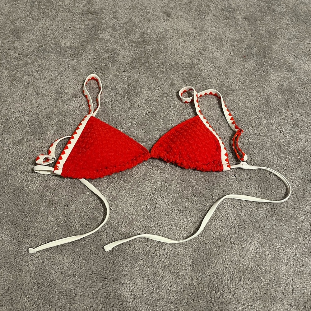 Red and White Bikini Top